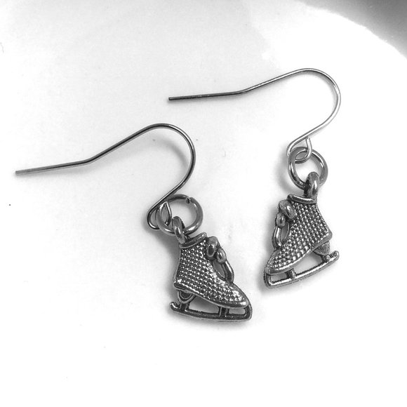 Miniature Ice Skates Winter Skates Skating Lovers Figure Skaing Charm Earrings - Picture 1 of 3